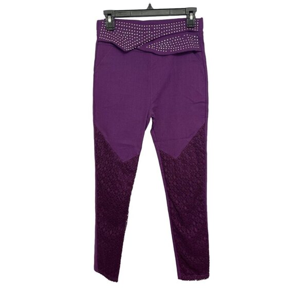 Womens Fancy/Show Pants L/XL Pull-On Skinny Ankle Rhinestones Lace Onlay Pockets - Picture 14 of 14